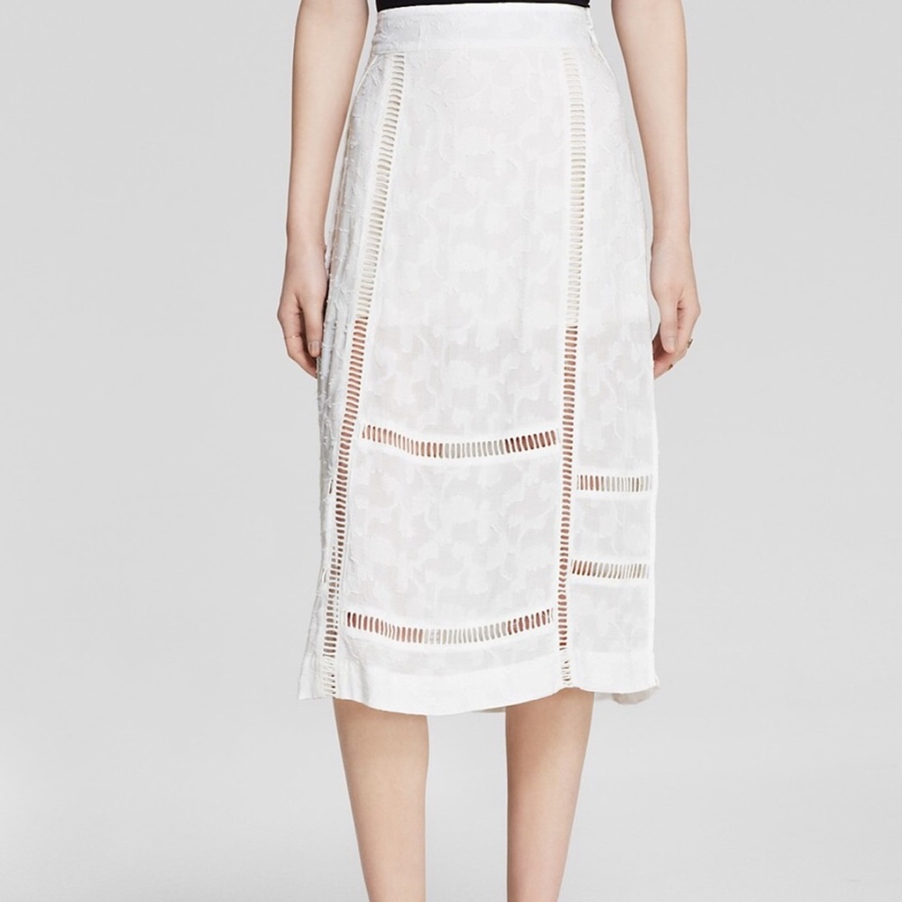 Free People Ivory White Cutout Straight Midi Skirt
